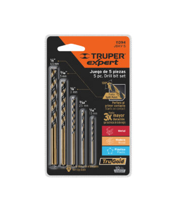 Juego de 5 brocas HSS para metal, Truper Expert 11394