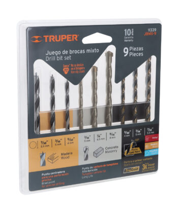 Juego de 9 brocas para metal, concreto y madera, Truper 11339