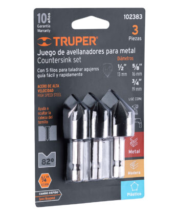 Juego de 3 avellanadores HSS, Truper 102383