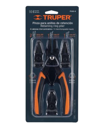 Pinza para anillos de retención 6" 4 cabezas intercambiables 17355